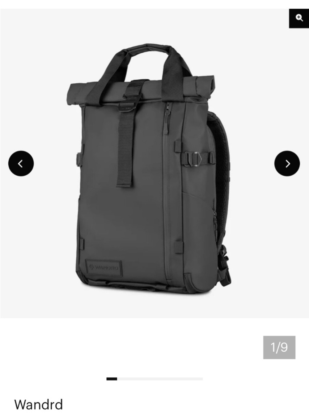 Wandrd Prvke 31L roll top camera backpack- black weatherproof -travel photo bag
